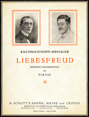 Fritz Kreisler and Rachmaninov on cover of 'Liebesfreud' ('Love's Joy') score, 1922