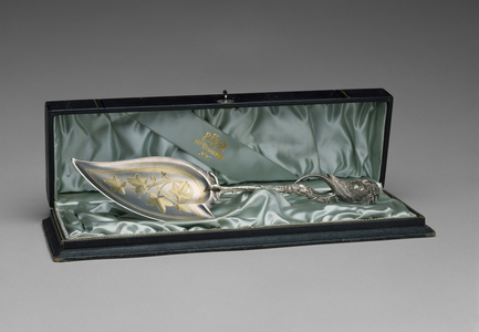 Ice Cream Knife and Original Box, 1875-1881 (silver, silver gilt, leather, and silk)