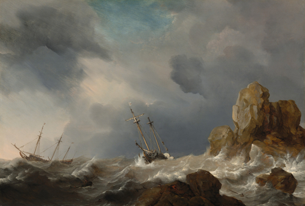 Ships in a Gale, 1660 (oil on panel)
