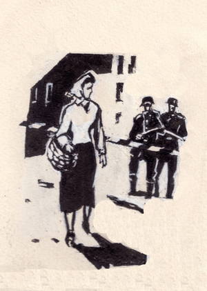 Illustration from "The Bloody Banks of the Nemiga River" by Vladimir Karpov, 1962 (gouache on paper)