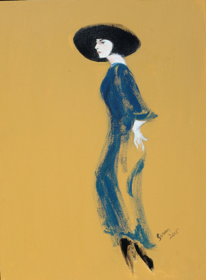 Tall Lady with Black Hat, 2015 (acrylic on canvas) 