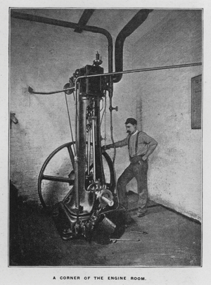 Whiteley's Farms: A corner of the engine room (b/w photo)