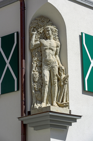 Half relief, man with vine, Wangen im Allgaeu, Baden-Wuerttemberg, Germany, Europe
