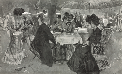 Afternoon tea in Kensington Gardens (litho)