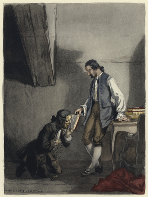 Illustration for memoirs of Casanova (colour litho)