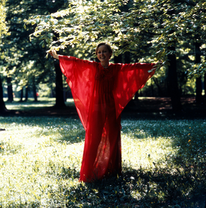 Archduchess Michaela of Habsburg at the english garden, Germany Munich around 1985