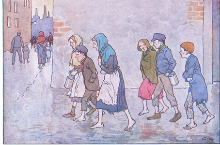 The children who went to work, from A Nursery History of England published by Nelson and Sons, c. 1940 (colour litho)