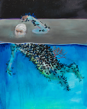 Long-distance swimmer, 2015 (oil on linen)