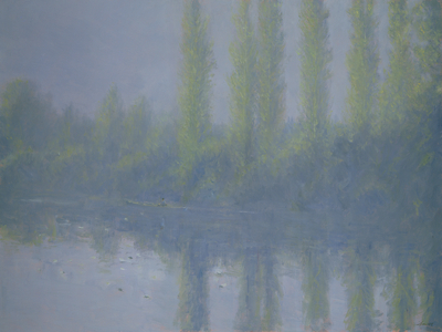 Misty Morning, River Lot (oil on canvas)
