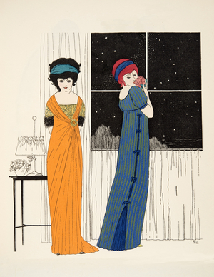 Two empire line dresses from 'Les Robes de Paul Poiret' pub. 1908 (pochoir print)