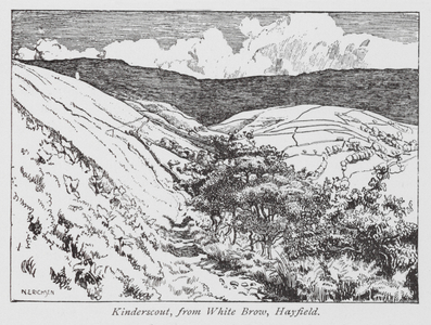 Kinderscout, from White Brow, Hayfield (litho)