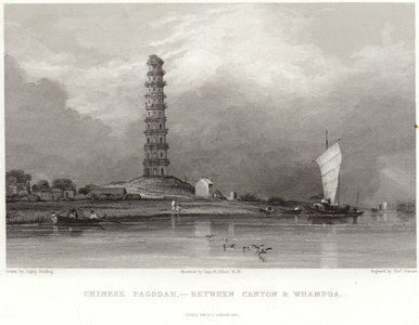 Chinese pagodah between Canton and Whampoa (engraving)