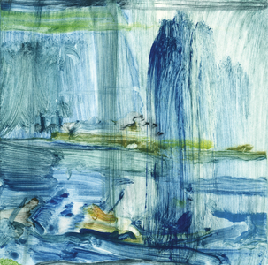 Rain, Blue and Orange, 2018 (monotype)