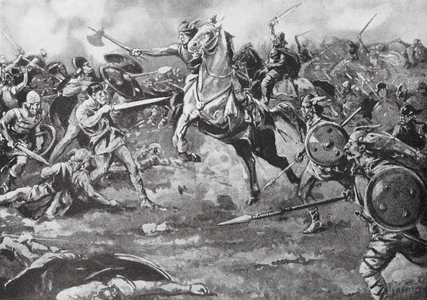 The Franks aid in defeating the Huns (litho)