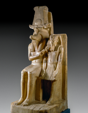Amenhotep III - Amenophis III and the Sobek god, Dahamsha, Luxor, Egypt, XVIII Dynasty (sculpture)