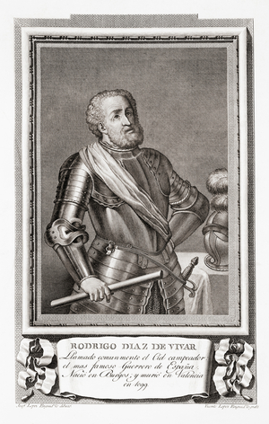 Rodrigo Díaz de Vivar, after an etching in Retratos de Los Españoles Ilustres, Madrid, Spain, pub. 1791