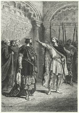 Hugh Capet, King of the Franks, and the rebellious Count Adalbert of Perigord, 987 (engraving)