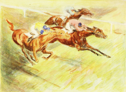 At the Horse Races, 1954 (w/c on paper)