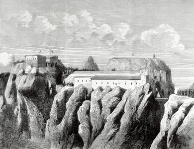 Third Carlist War (1872-1876). Basque Country. Pass of Herrera. San Leon fort, occupied by General Quesada (1818-1889) on November 5, 1875 (engraving)
