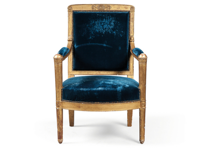 An Empire giltwood fauteuil