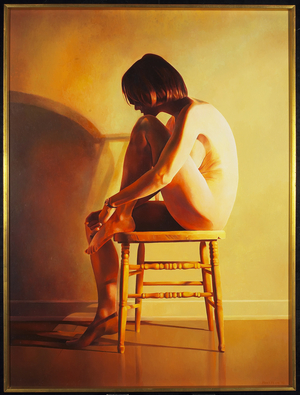 Nude on a Kitchen Chair, 1979 (oil on tempered hardboard (masonite))