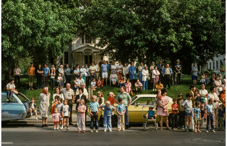 Spectators watch parade on Memorial Day in Waterloo, a town in upstate New York., 1975 (photo)