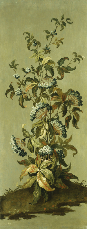Decorative Panels with Flowers (1 of 3) (oil on canvas)