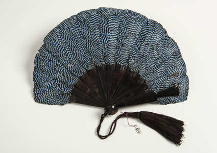 Blue feather fan, with tortoise-shell sticks, 1900s (feather & tortoise-shell)