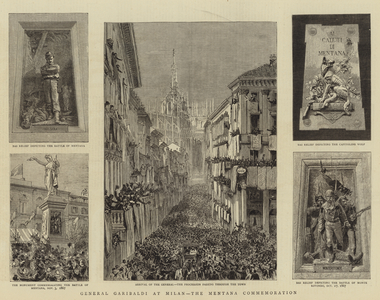 General Garibaldi at Milan, the Mentana Commemoration (engraving)