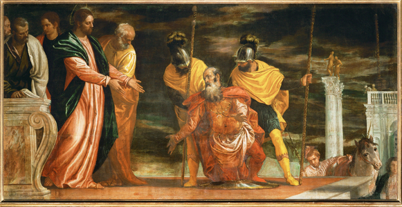 The centurion of Capernaum who begs Jesus to heal his paralyzed servant (painting on canvas)