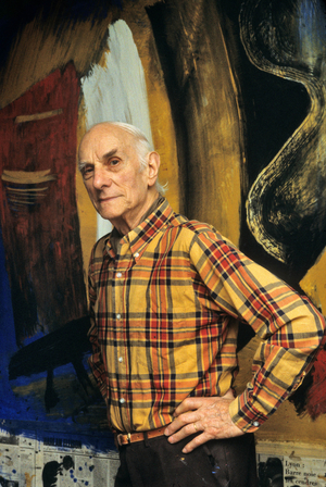 Gerard Schneider (1896-1986) french painter of "nouvelle Ecole de Paris" (School of Paris) here in 1983 .
