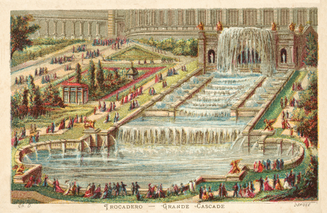 Grand waterfall, Trocadero Palace, Paris (chromolitho)
