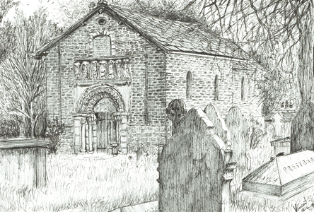 Old Church, Prestbury, 2009 (ink on paper)