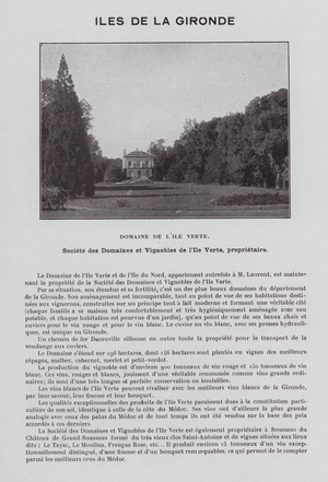 Domaine de l'Ile Verte, Societe des Domaines et Vignobles de l'Ile Verte, proprietaire (b/w photo)