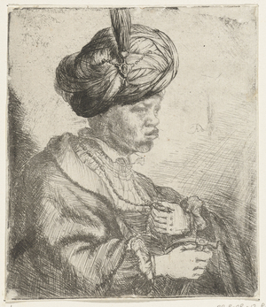 Man with turban, c.1660-70 (etching)