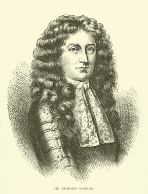 Sir Edmund Andros, English colonial governor in North America (engraving)