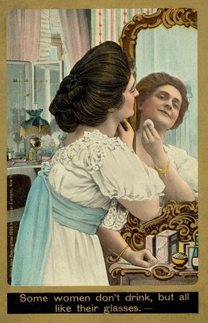 Some women don't drink but all like their glasses (coloured photo)
