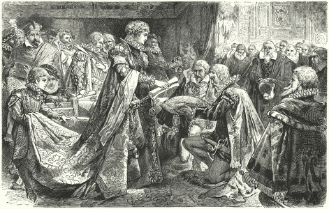 The Dutch nobility before Margaret of Parma, Governor of the Spanish Netherlands, 1559 (engraving)