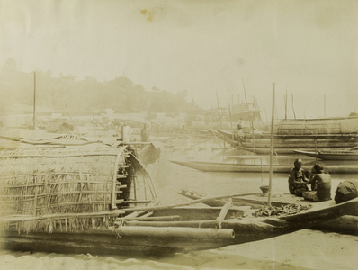Boats on the Ayeyarwady River, c.1891 (b/w photo) [2003/001/001/51]