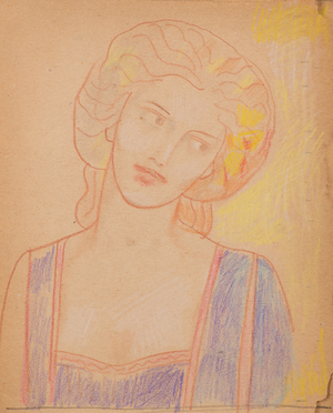 Untitled [Medieval female figure] (pencil)