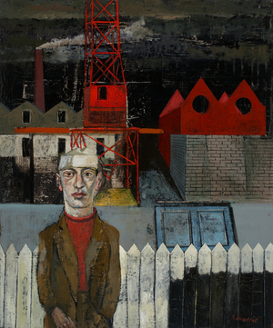Man and Crane, 2005 (oil on canvas)