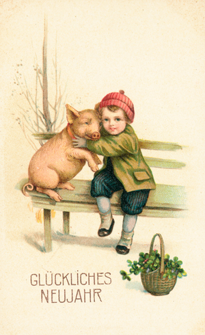 German New Year card (colour litho)