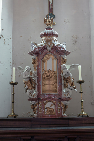 Interior, the main altar, tabernacle of polychrome wood probably from the first half of the 18th century