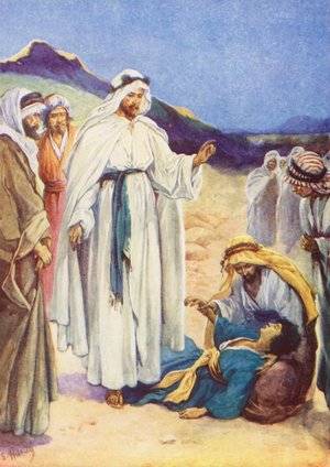 The deaf and dumb Boy healed (colour litho)