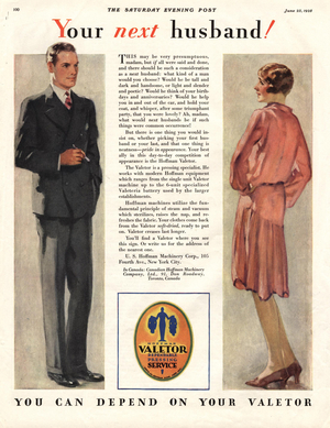 Hoffman Valetor Magazine, advert, USA, 1920s