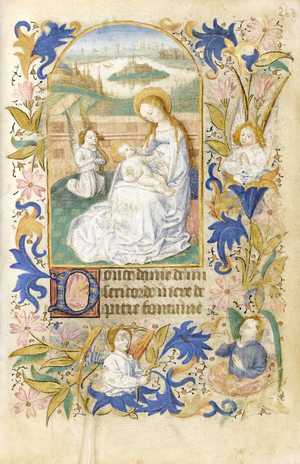 MS 39-1950 f.263r The Adoration, 1464 (gold, silver & coloured ink on parchment)