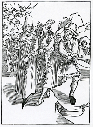 Of the vyce of unkyndnes and folys that it folowe, illustration from Alexander Barclay's English translation of 'The Ship of Fools', from an edition published in 1874 (engraving)