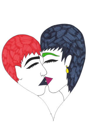 Kiss Kiss (felt tip on paper )