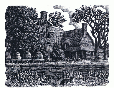 Bee-hives-sheltered from the North, from Wildlife in a Southern County published by Lutterworth Press, 1949 (litho)