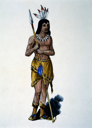 Powhatan Warrior, Watercolor Painting by William L. Wells fo the Columbian Exposition Pageant, 1892